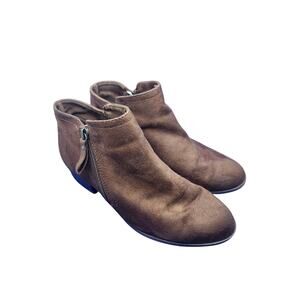 Arizona Jean Co Boots Womens 7M Galen Ankle Booties Brown Suede Block Zip Casual